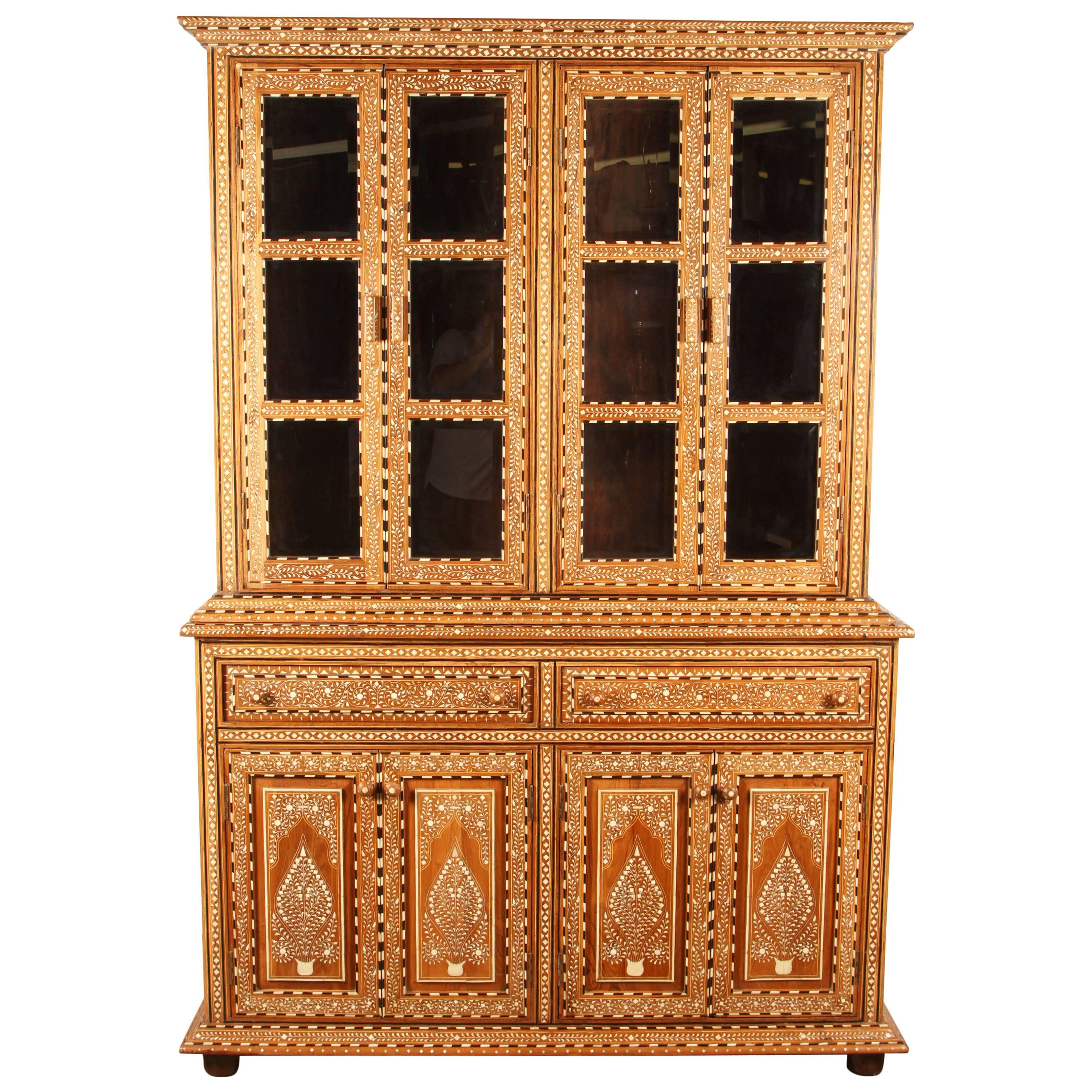 Richly Inlaid Indian Cabinet at 1stDibs