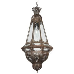 Antique Moroccan Moorish Clear Glass Lantern