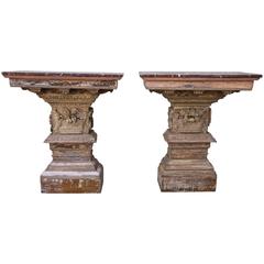 Pair of Italian Carved Consoles w/ Marble Tops