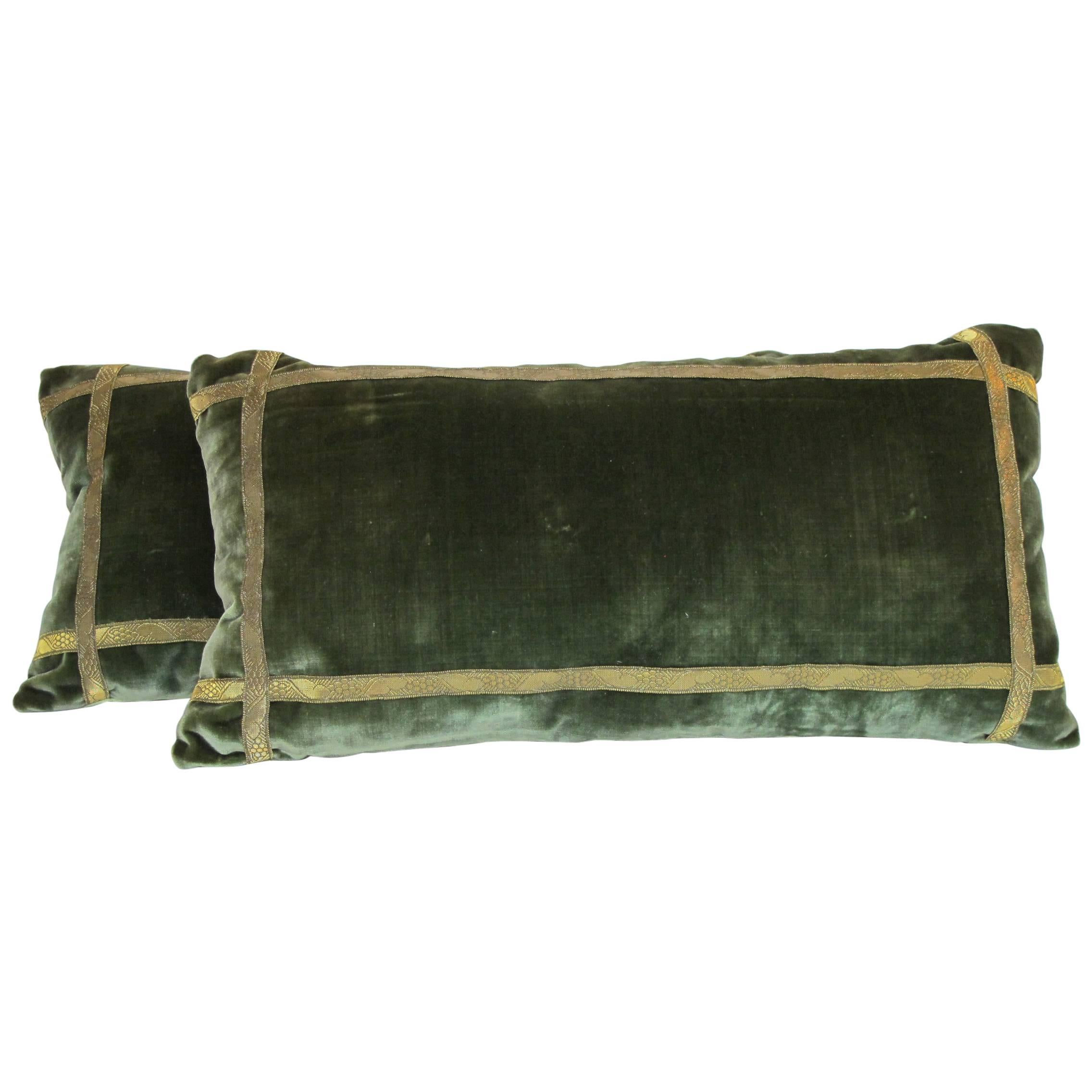 French Silk Velvet Pillows, Early 20th Century For Sale