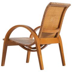 Elegant Wicker Easy Chair, France 1950s