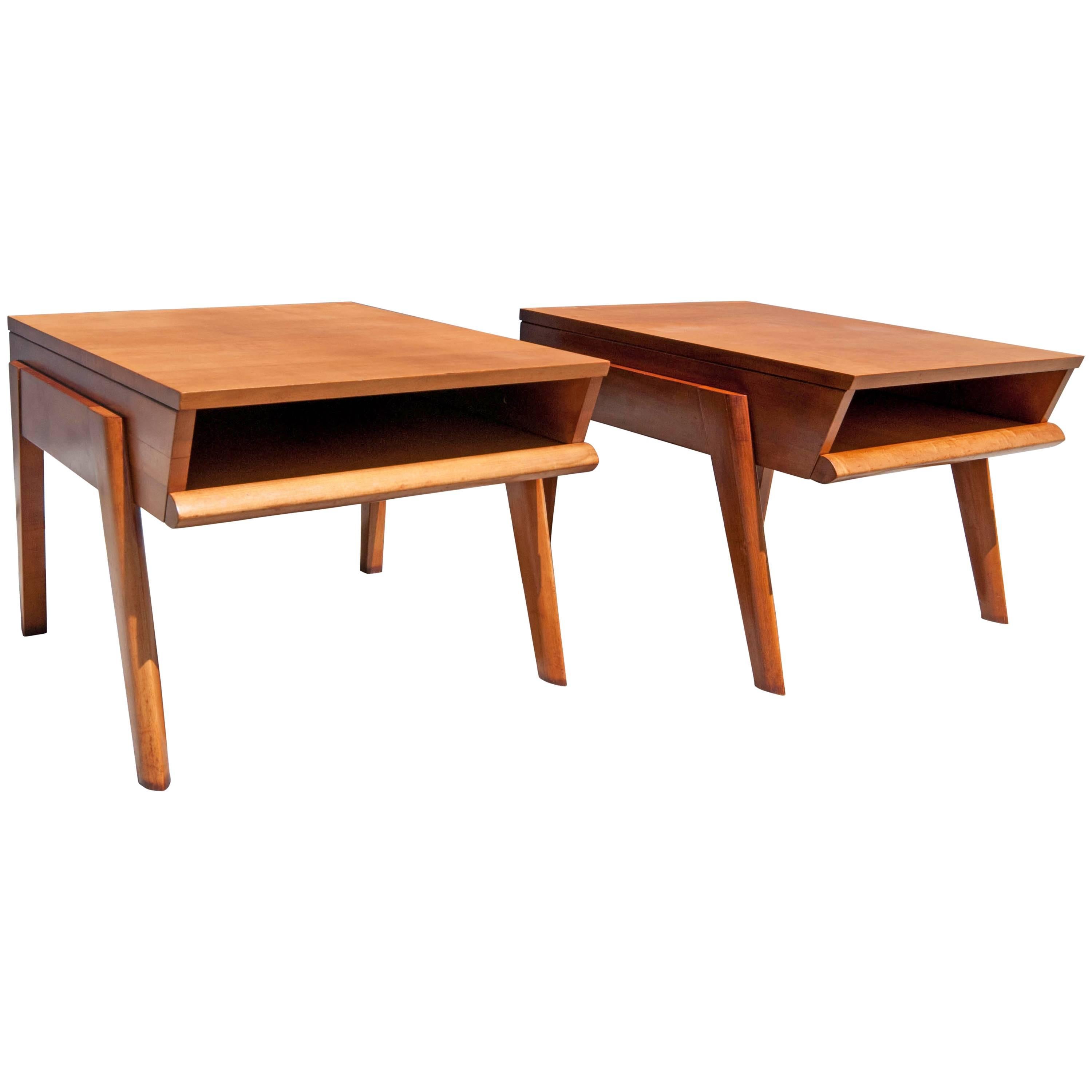 Midcentury Brown Saltman End Tables by John Keal