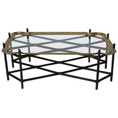 Faux Bamboo and Glass and Brass Tray Coffee Table 11