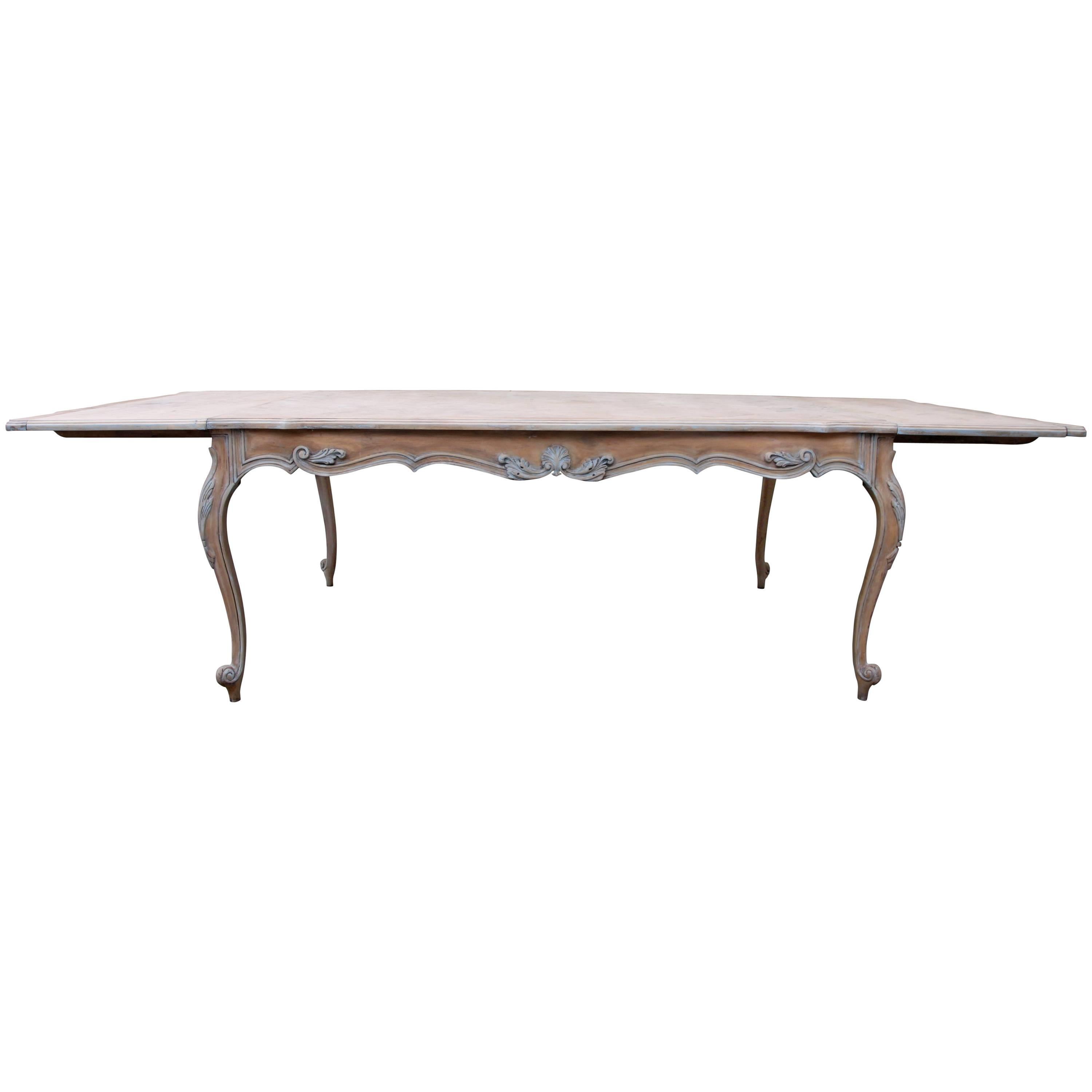 French Painted Louis XV Style Dining Table with Leaves