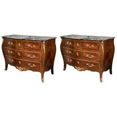Pair of Late 19th-Early 20th Century Marble-Top Commodes
