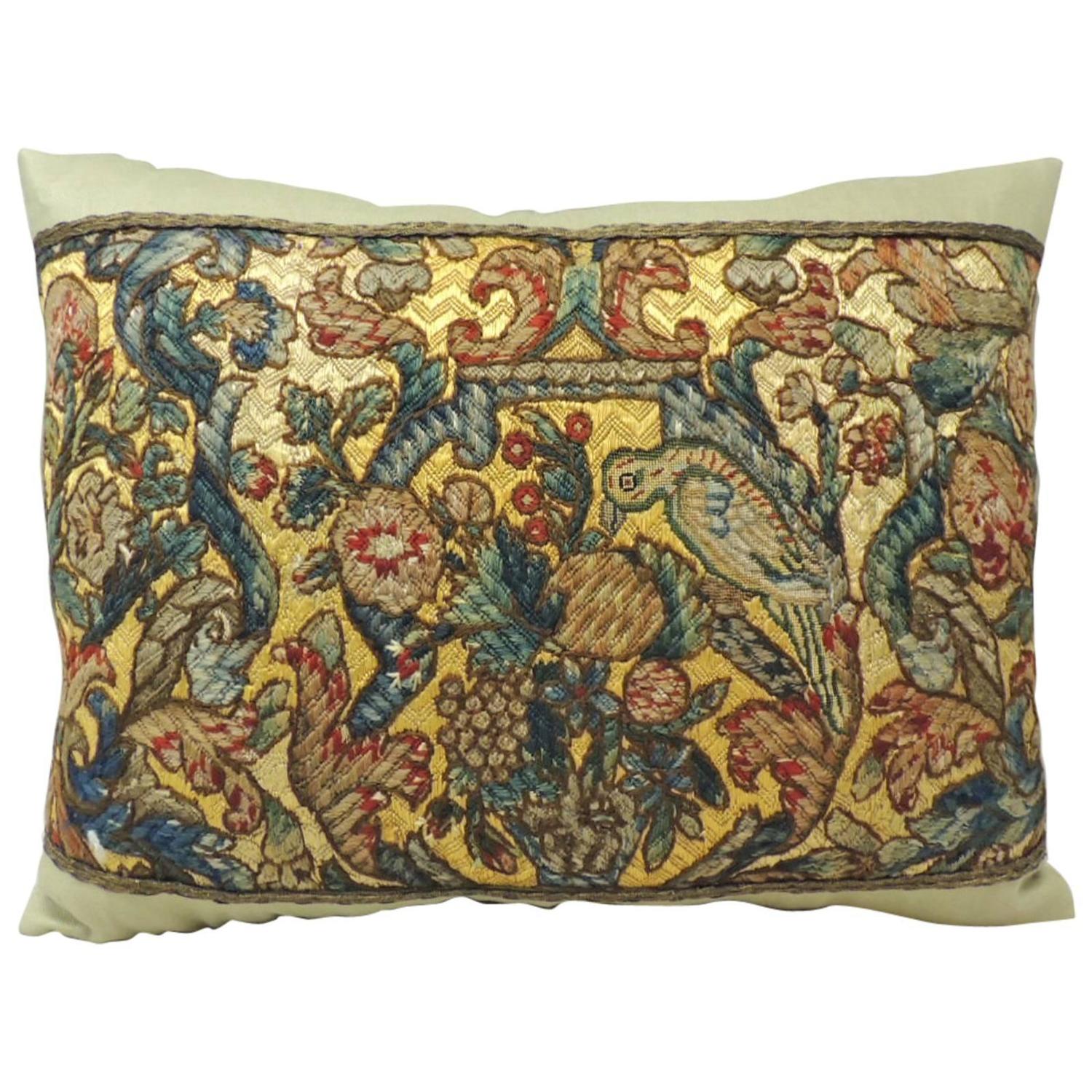 Italian Needlework Tapestry Bolster Pillow For Sale at 1stdibs