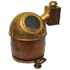 Midcentury Lifeboat Binnacle Compass with Kerosene Light