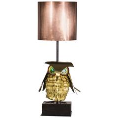 Rare Curtis Jere Owl Table Lamp