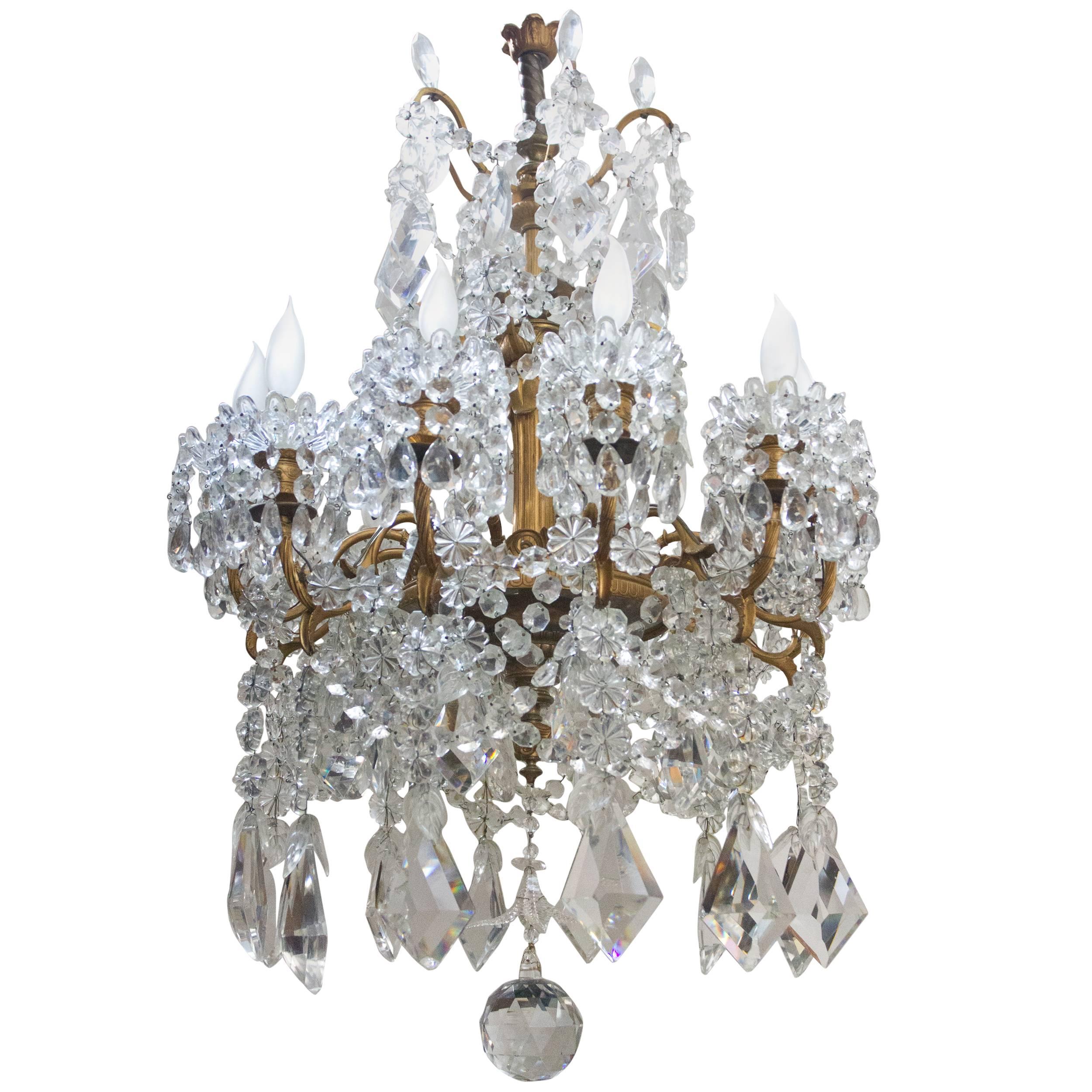 Neoclassical Style Crystal Chandelier by Baccarat and Barbedienne For Sale