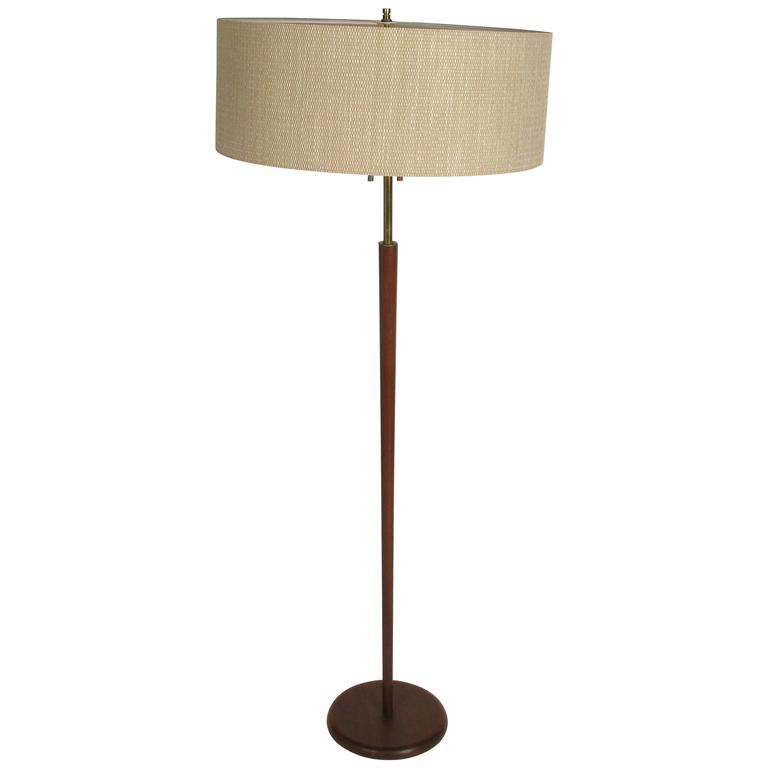 Brass and Teak Floor Lamp at 1stDibs