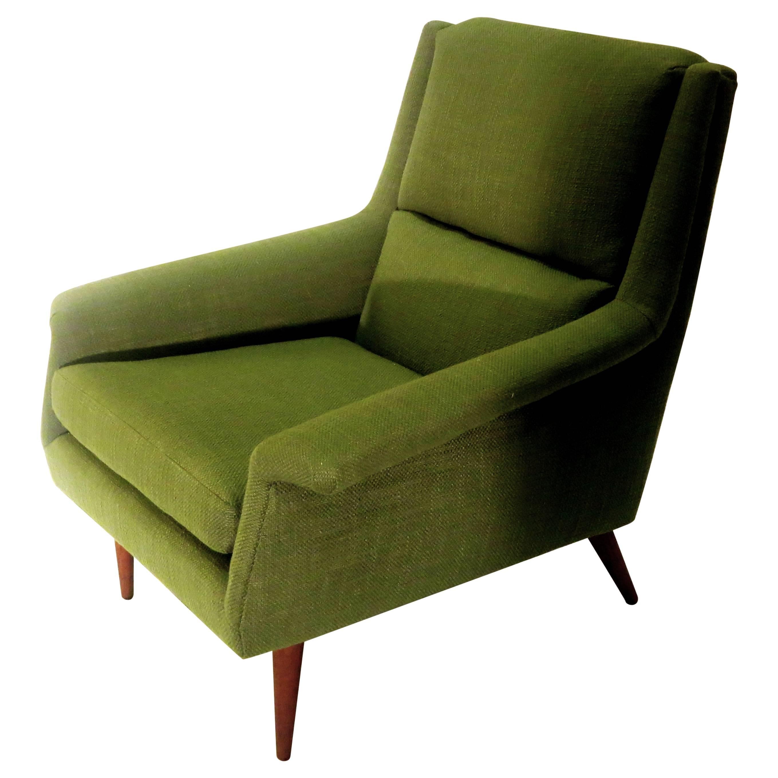 1950s Danish Modern Dux kelly green upholstered lounge chair