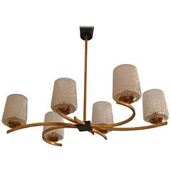 French 1960s Glass Chandelier