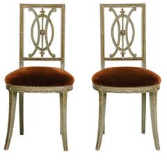 Pair of Painted and Gilt French Directoire Style Chairs