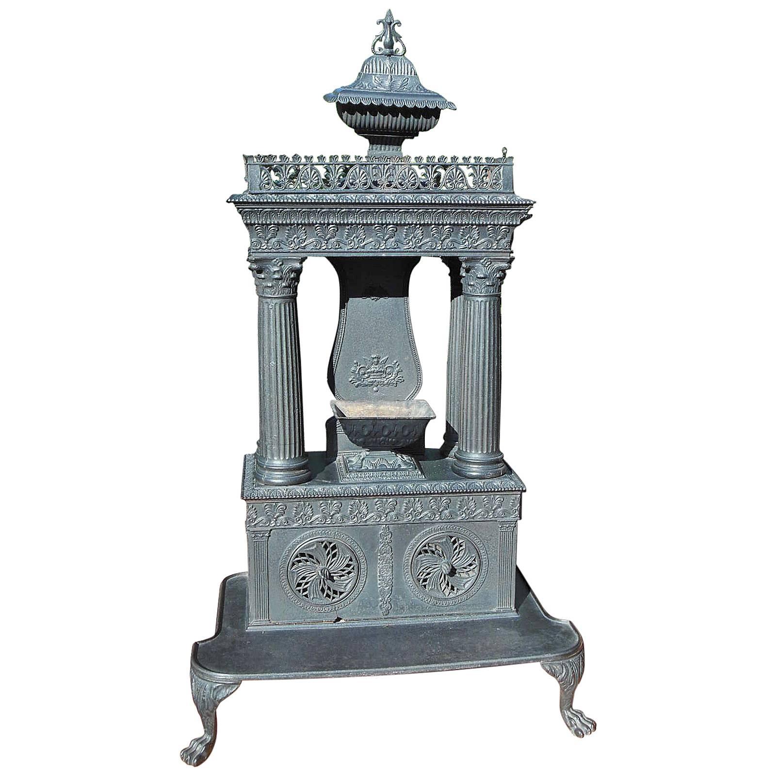 American  Cast Iron Parlor Stove, 19th Century For Sale