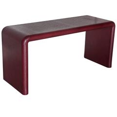 American Modern Burgundy "Ostrich" Waterfall Console Table, Karl Springer