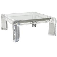 American Modern Lucite and Glass "Mark II" Low Table, Karl Springer