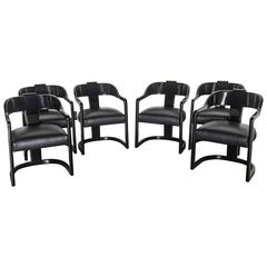 Set of Six American Modern Black Lacquer "Ari" Chairs, style of Karl Springer 11
