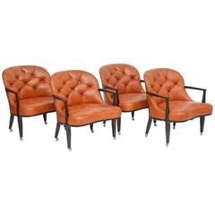 Set of Four American Modern Dark Walnut "Janus" Chairs, Ed Wormley for Dunbar