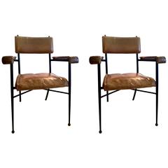 Pair of Jacques Adnet Armchairs