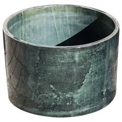 Elegant Green Round Goatskin Planter