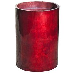 Elegant Red Goatskin Planter by Aldo Tura