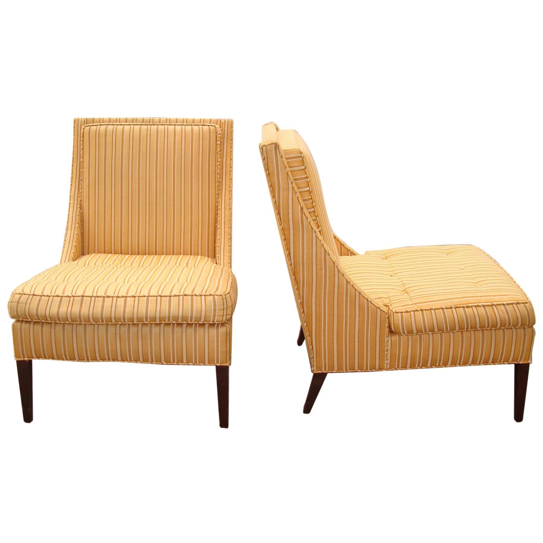 Pair of Mid-Century Slipper Chairs For Sale