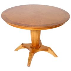 Round French Merisier Table with Adjustable Height, circa 1940