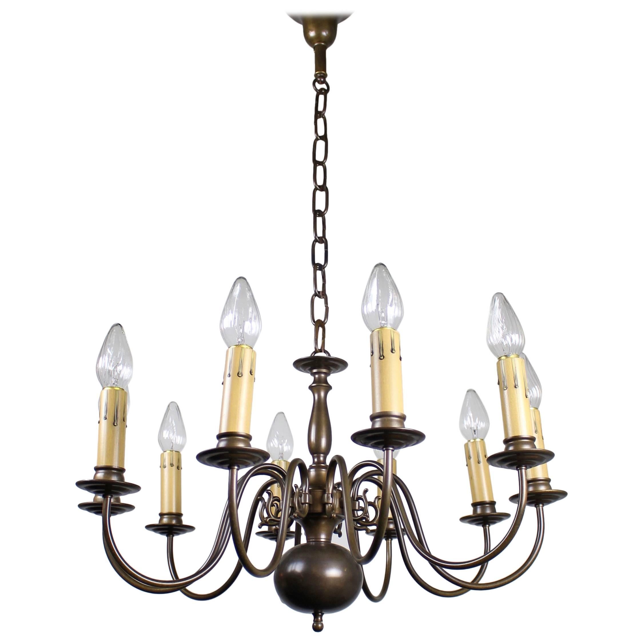 Dutch Colonial Ten-Light Fixture, circa 1940s For Sale