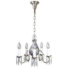 "Heraldic" Silver Plate Colonial Revival Style Fixture, Five Lights