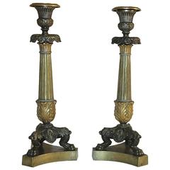 Pair Bronze Empire Candlesticks