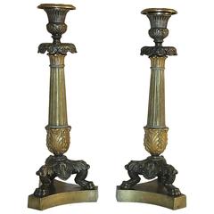Pair Bronze Empire Candlesticks