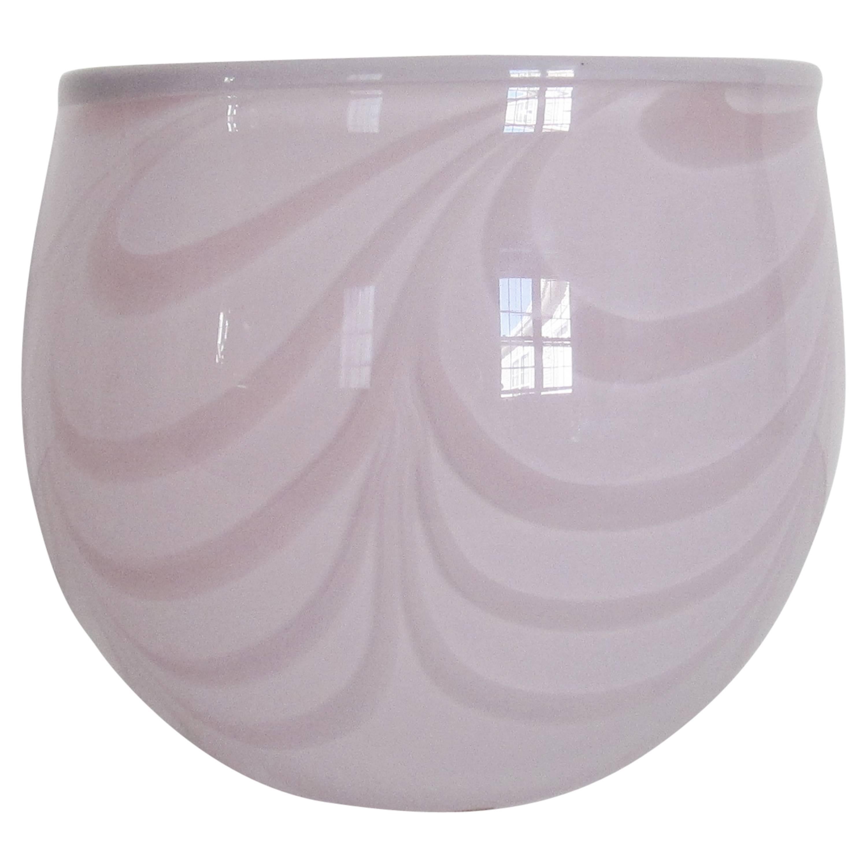 Swedish Pink Art Glass Bowl by Designer Anna Ehrner
