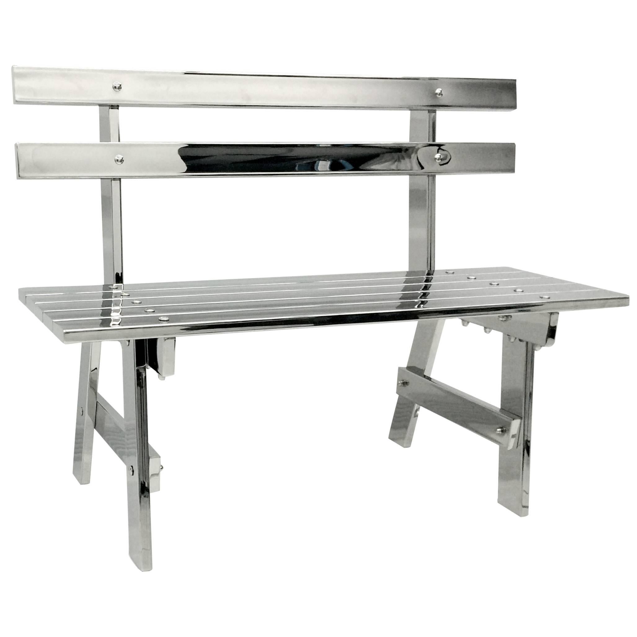 Sculptural Modern Stainless Steel Park Bench