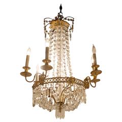 20th Century French Empire Style Crystal and Gilt Bronze Chandelier