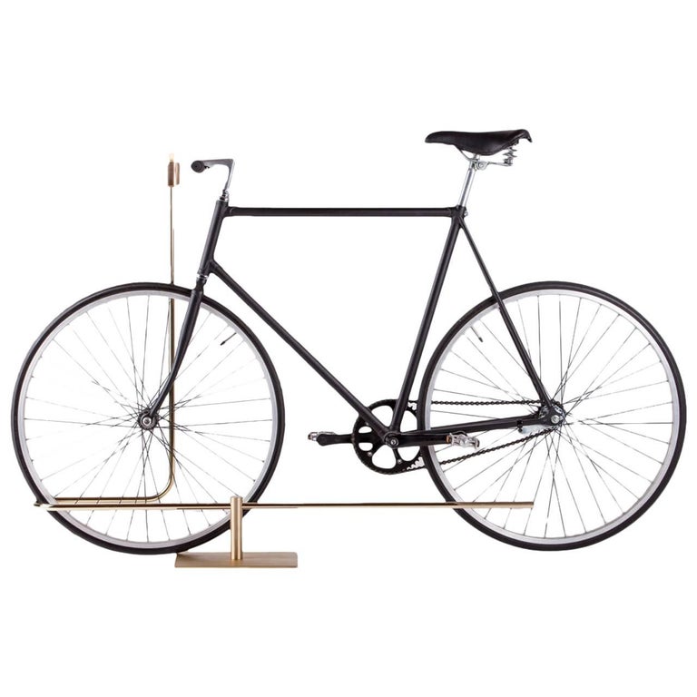 Bi-Track Bicycle Stand in Polished Brass by Masanori Mori, Wallpaper Award For Sale