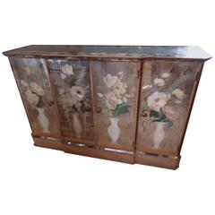 Vintage Rare Beauty Verre Églomisé Sideboard Credenza Cabinet