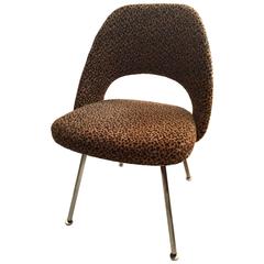 Vintage Saarinen Side Chair with Leopard Upholstery
