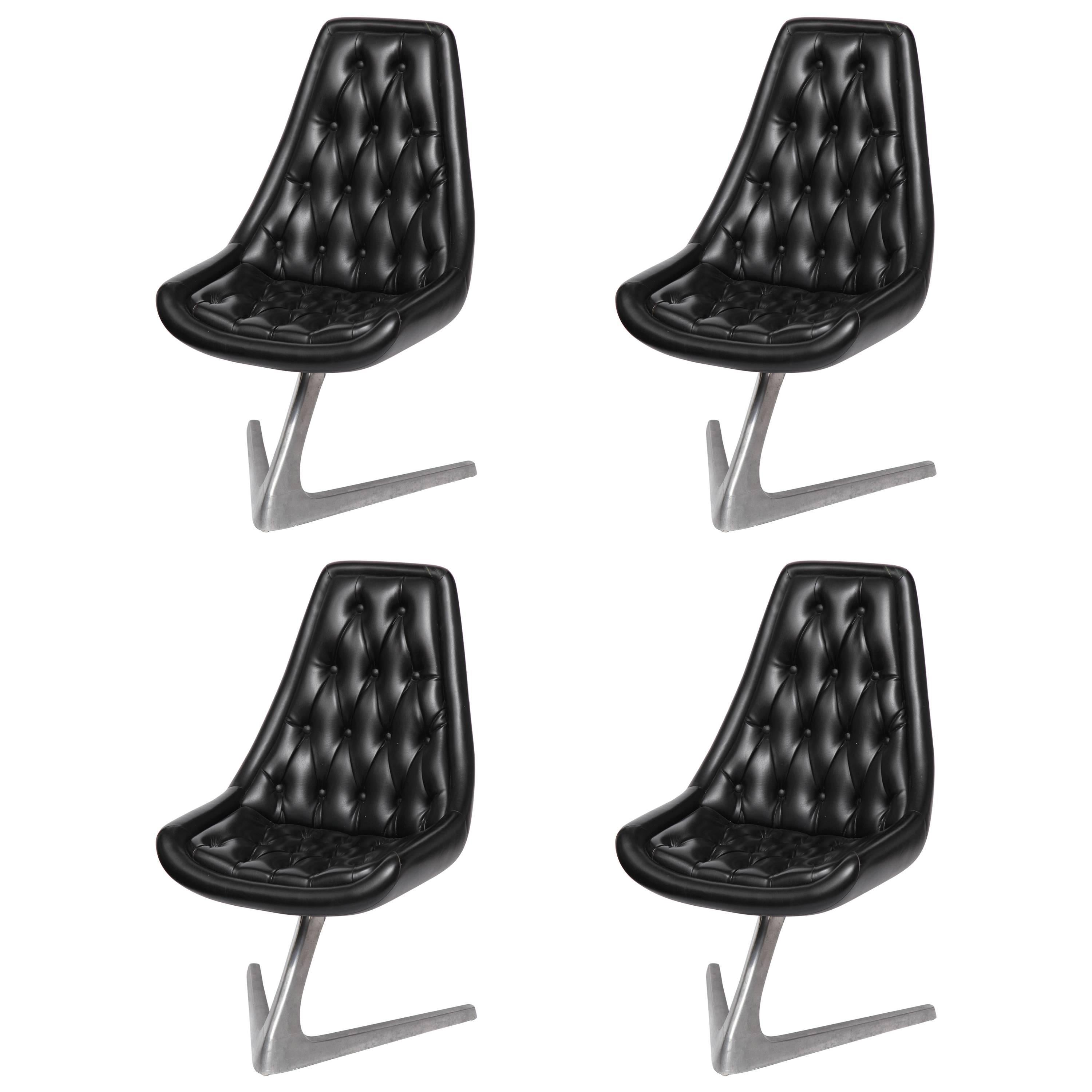 Set of Four Modernist 1970s Futuristic Chairs