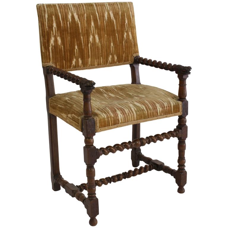 Louis Xiii Period Walnut Fauteuil Or Armchairs