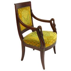 French Empire Period Mahogany Armchair with Swans' Heads 6