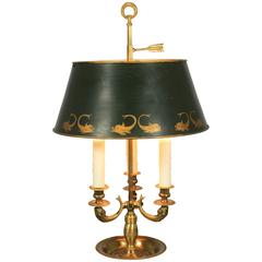 French Gilt-Bronze Bouillotte Lamp with Tole Shade