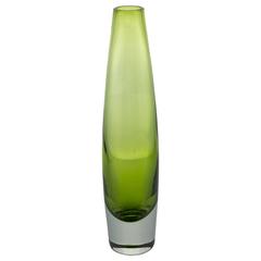 Vintage Modern Light Green Crystal Bud Vase