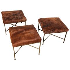 1950's Set of Three Paul McCobb for Directional Model 1306 Brass Ottomans 5