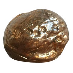 Signed Petite Bronze Miniature Wallnut Shaped Paperweight, France, 1970s