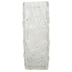 Big Modernist Ice Glass Vase by Peill & Putzler, Germany, 1970s 5