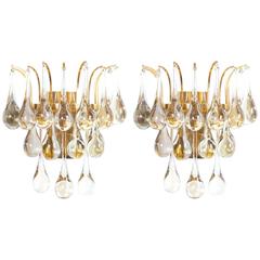Delicate Pair of Murano Glass Tear Drop Sconces