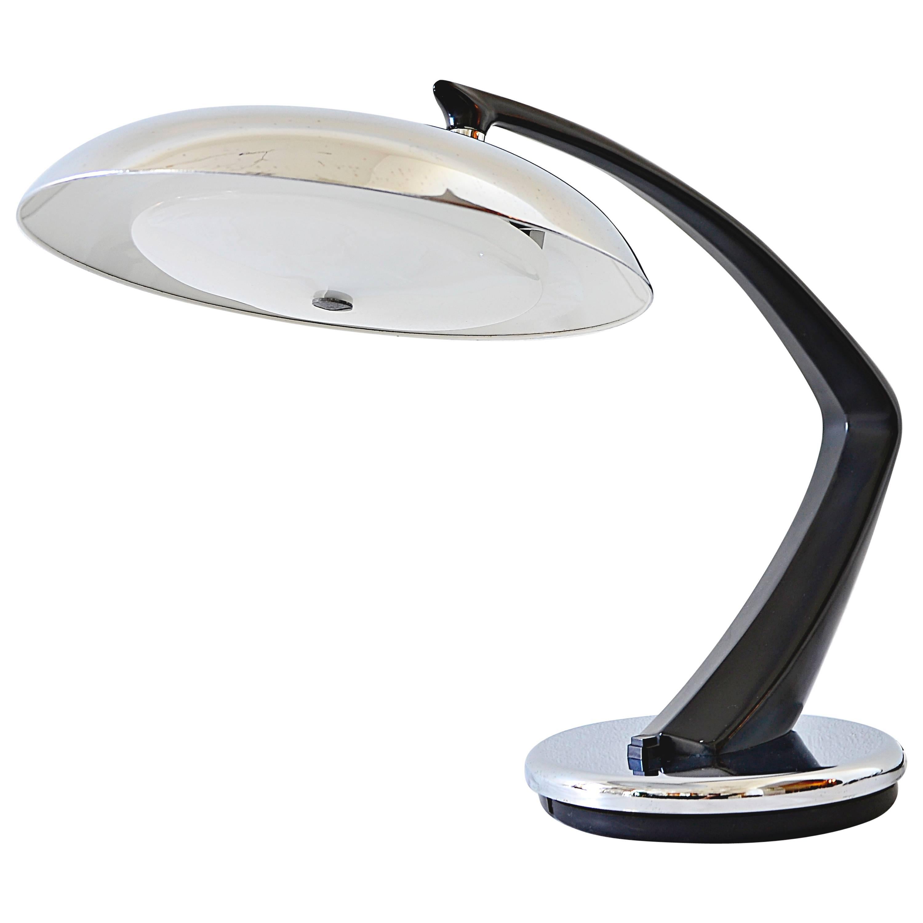 Beautiful Black and Chrome Table Lamp, 1960s