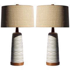Pair of Sgraffito Lamps by Martz for Marshall Studios