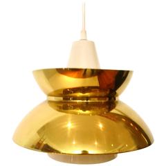 Danish Modern Brass and White Enamel Pendant Lamp by Fog 
Mørup