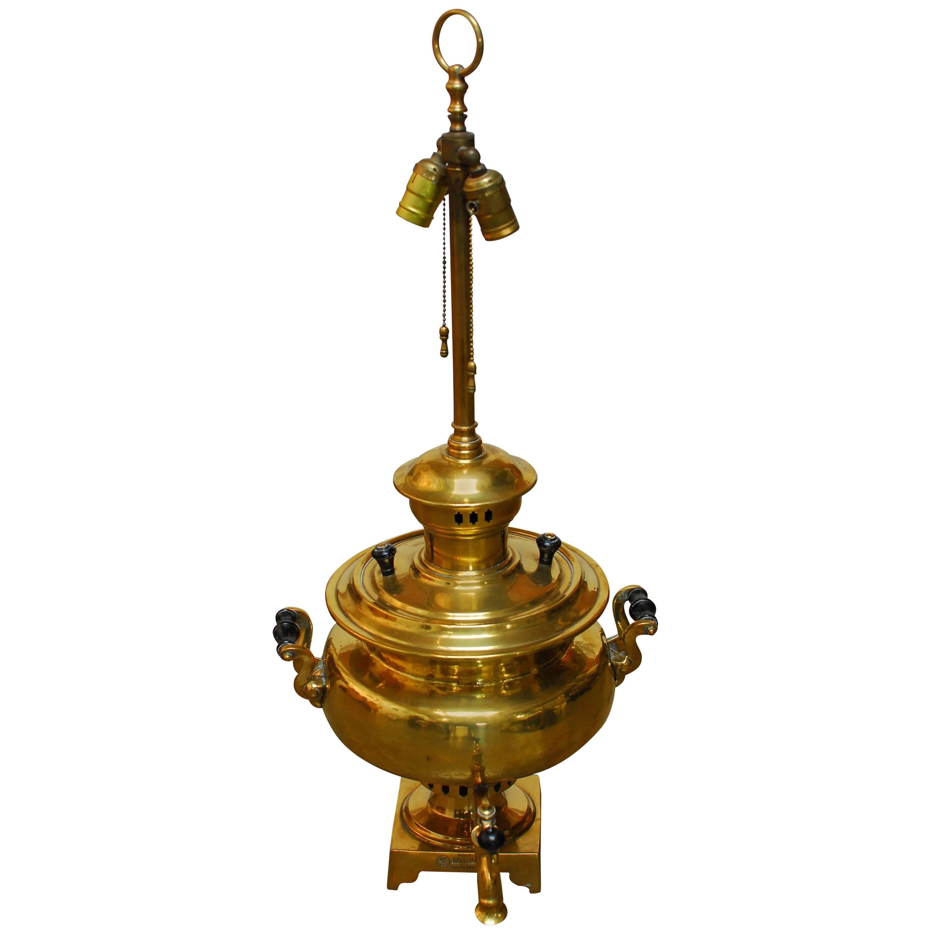 Russian Brass Samovar Lamp For Sale